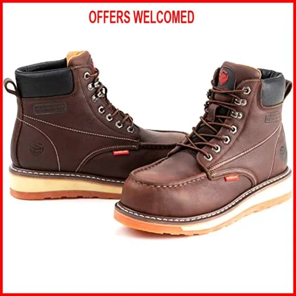 Men's 6 Work Boots, Steel/Composite Toe, Goodyear Welt, Slip Resistant